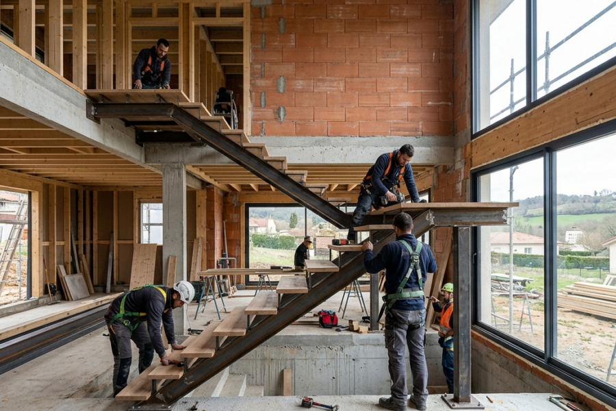 Tout savoir sur la pose d&rsquo;escalier : préparation, délais et précautions